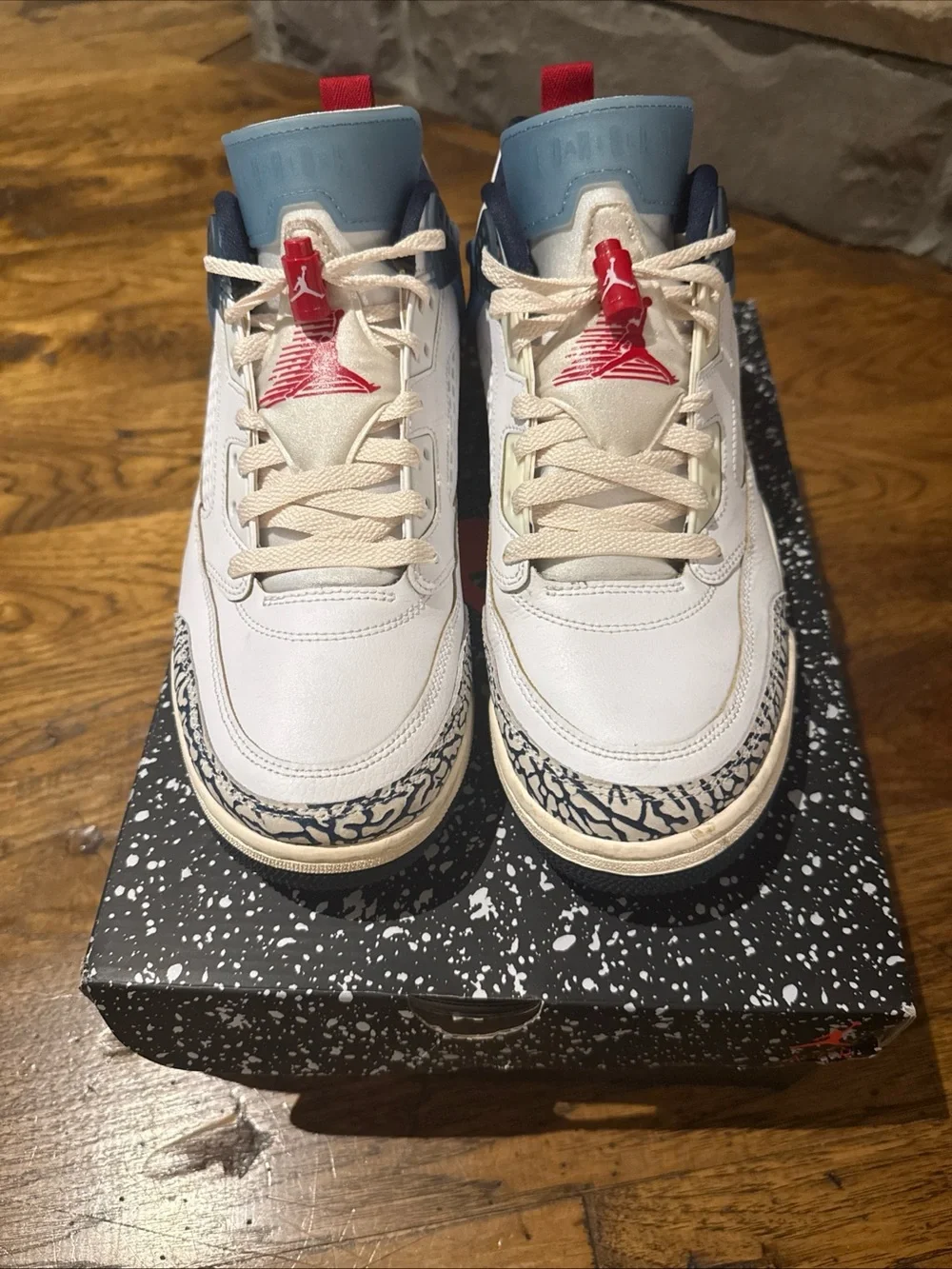 Air Jordan Spizike Low Motion Pack - Size 11 White Red Navy Blue with Box